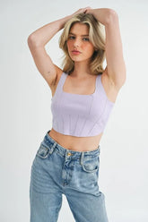 Corset Design Detail Crop Knit Top Mable